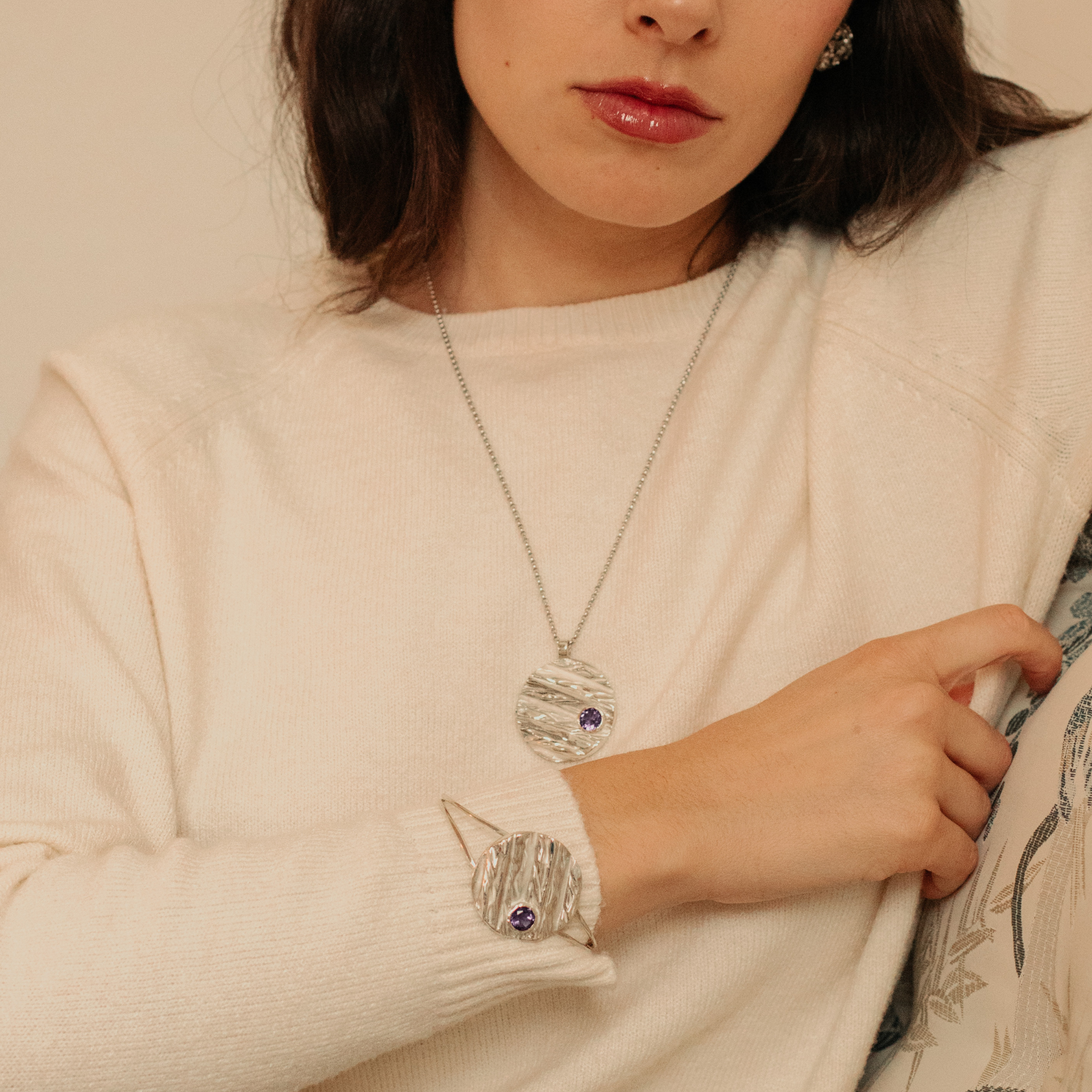 Bracciale alla schiava Waves con ametista