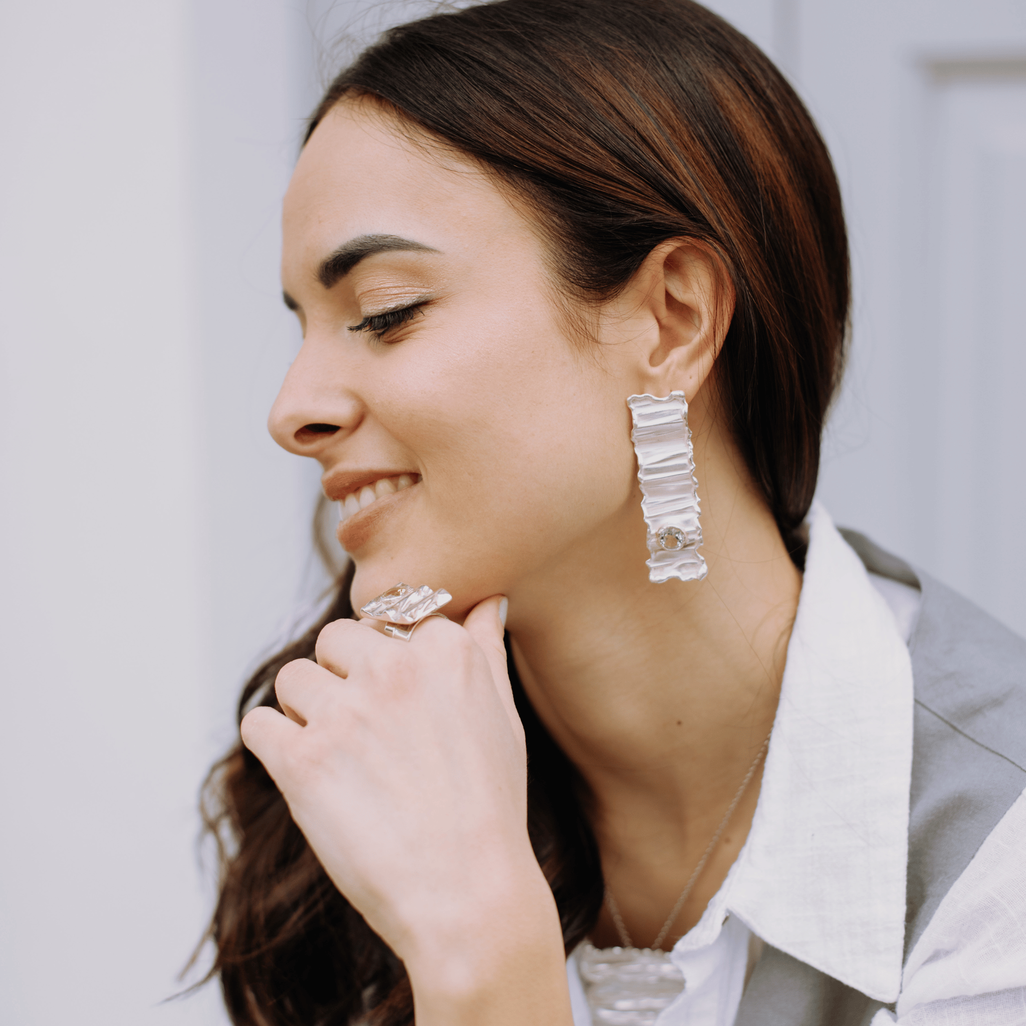 Orecchini a forma di onda rettangolare